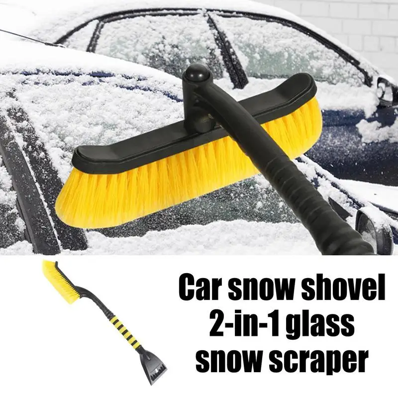 Car Ice Scraper And Brush 2 In 1 Snow Removal Tool Detachable Ice Scrapers For Car Windshield Car Snow Brush And Broom With Foam