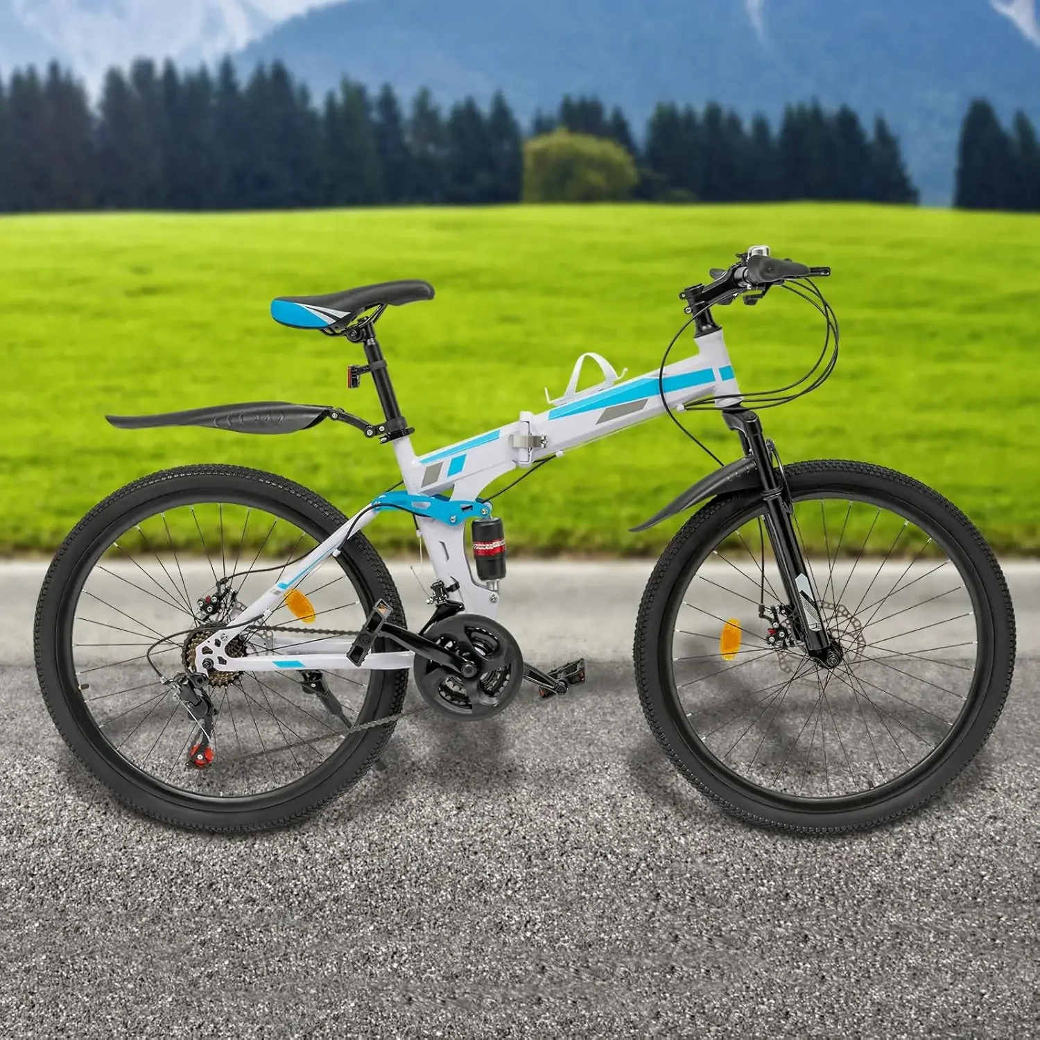 

26 Inch Mountain Bike, 21 Speed Folding Bike, Foldable Bicycle for Daily Commuting, Fitness, Off-Road Challenges, Competition