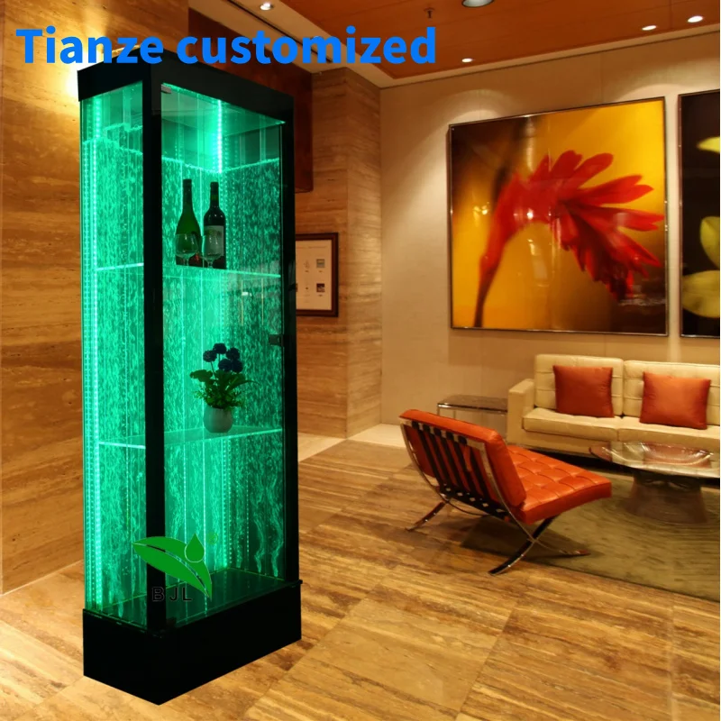 (Customized) home bar furniture decor LED lighting water bubble acrylic wine cabinet