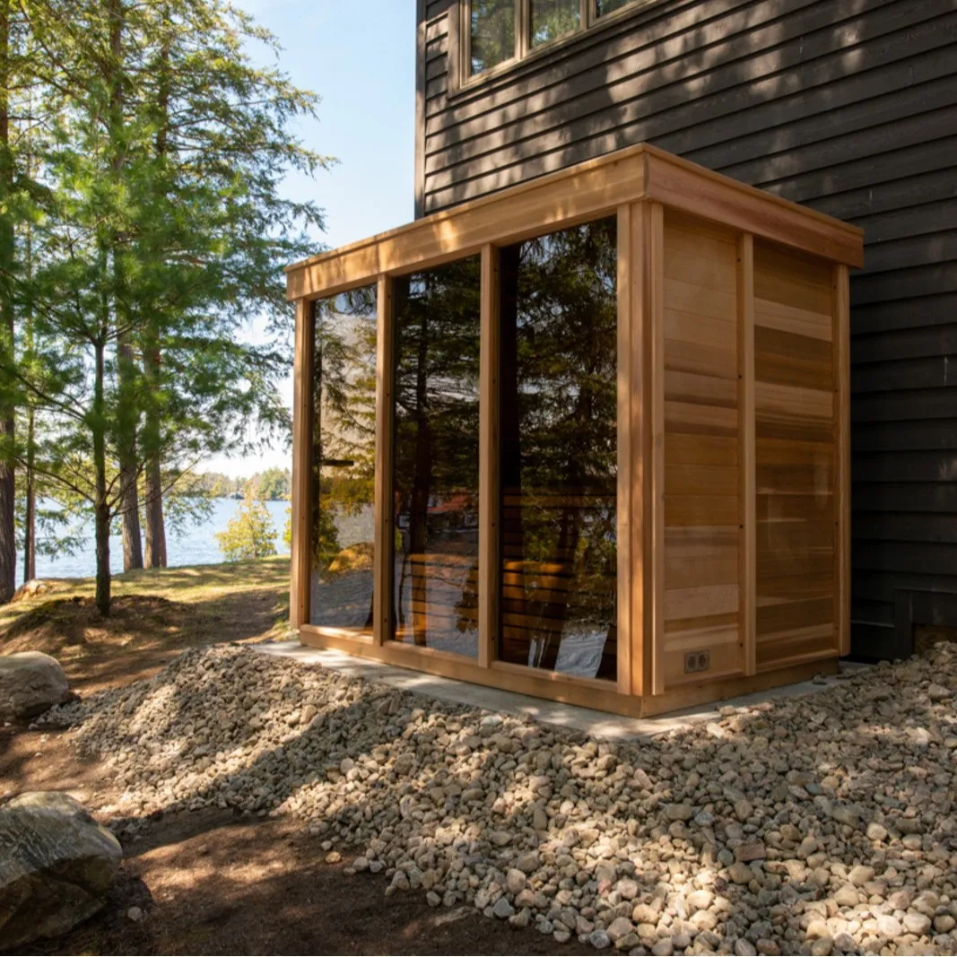 Custom Red Cedar Cube Outdoor Traditional Wood Firing Sauna