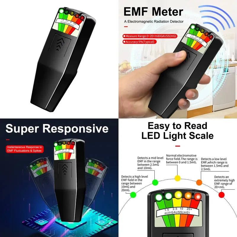 K-II LED EMF Meter Magnetic Field Detector Ghost Hunting Paranormal Equipment Tester 5 Scales EMF Magnetic Field