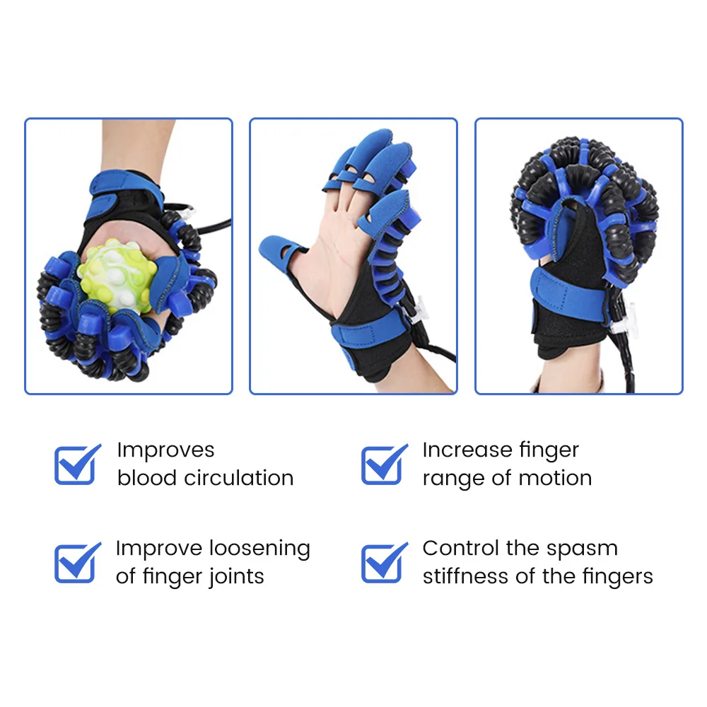 มือฟื้นฟูสมรรถภาพหุ่นยนต์นวดมือถุงมือนวด Mirroring จังหวะ Hemiplegia Cerebral Infarction การฝึกอบรมนิ้วมือ