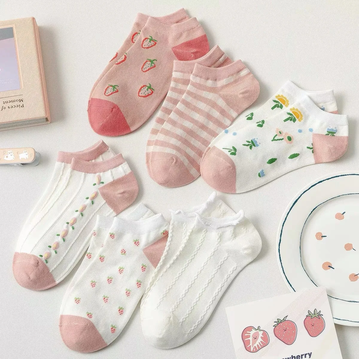 10Pairs/Set Women Men Cotton Short Socks Summer Thin Low Cut Soft Breathable Solid Color No Show High Quality Female Ankle Socks