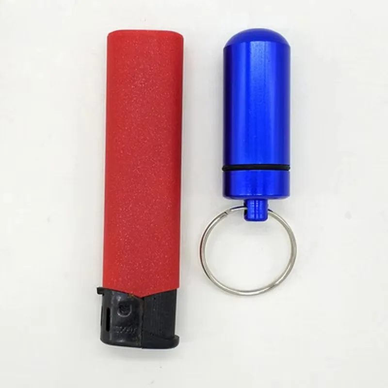2pcs Outdoor Pills Organizer Aluminum Alloy Keychain Mini Medicine Jar First Aid Pills Bottle Fashion Key Chains Random Color