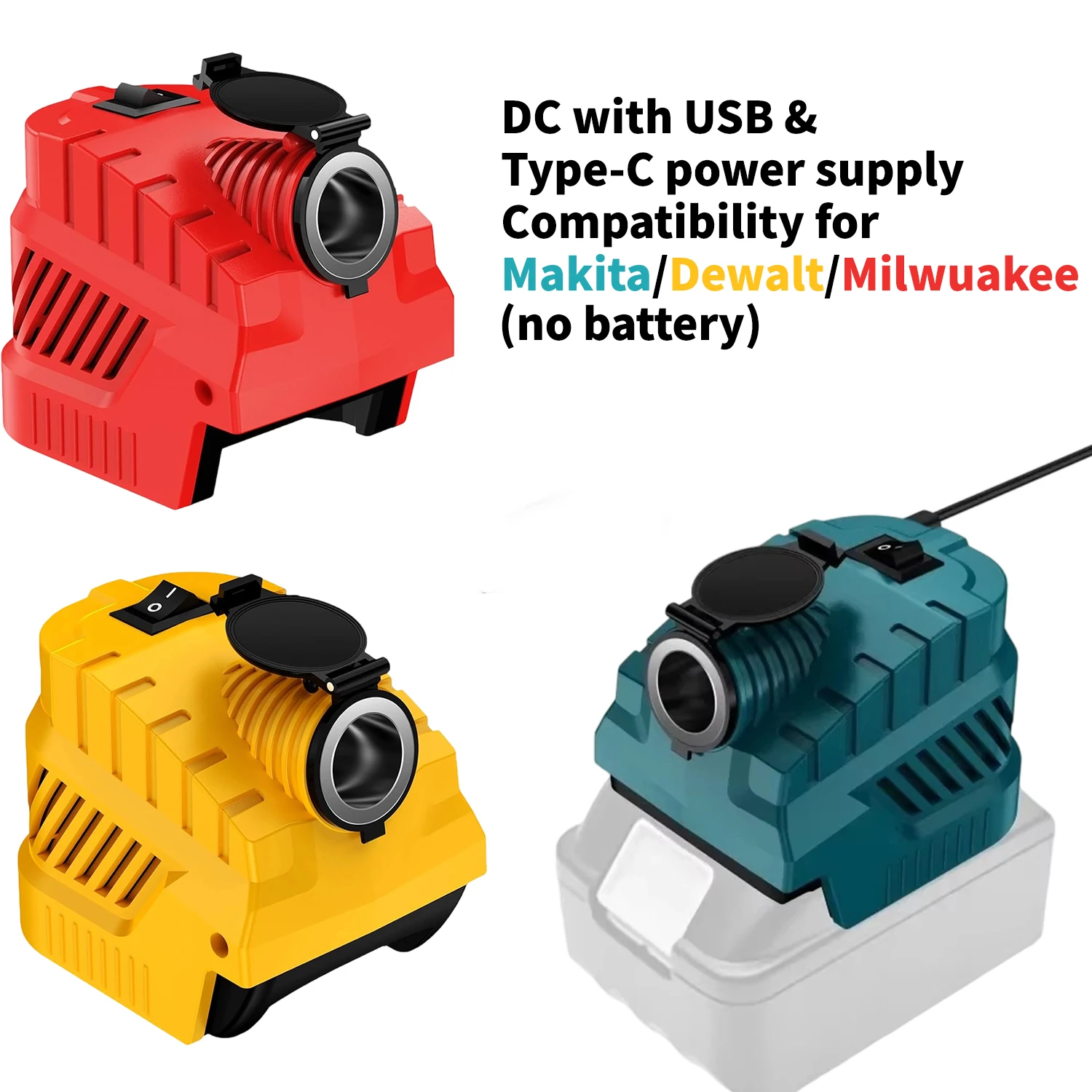 Car/Vehicle Refrigerator Power Supply for Makita/Milwaukee/Dewalt 18 V Battery Cigarette Lighter Interface DC 12V Buck Converter