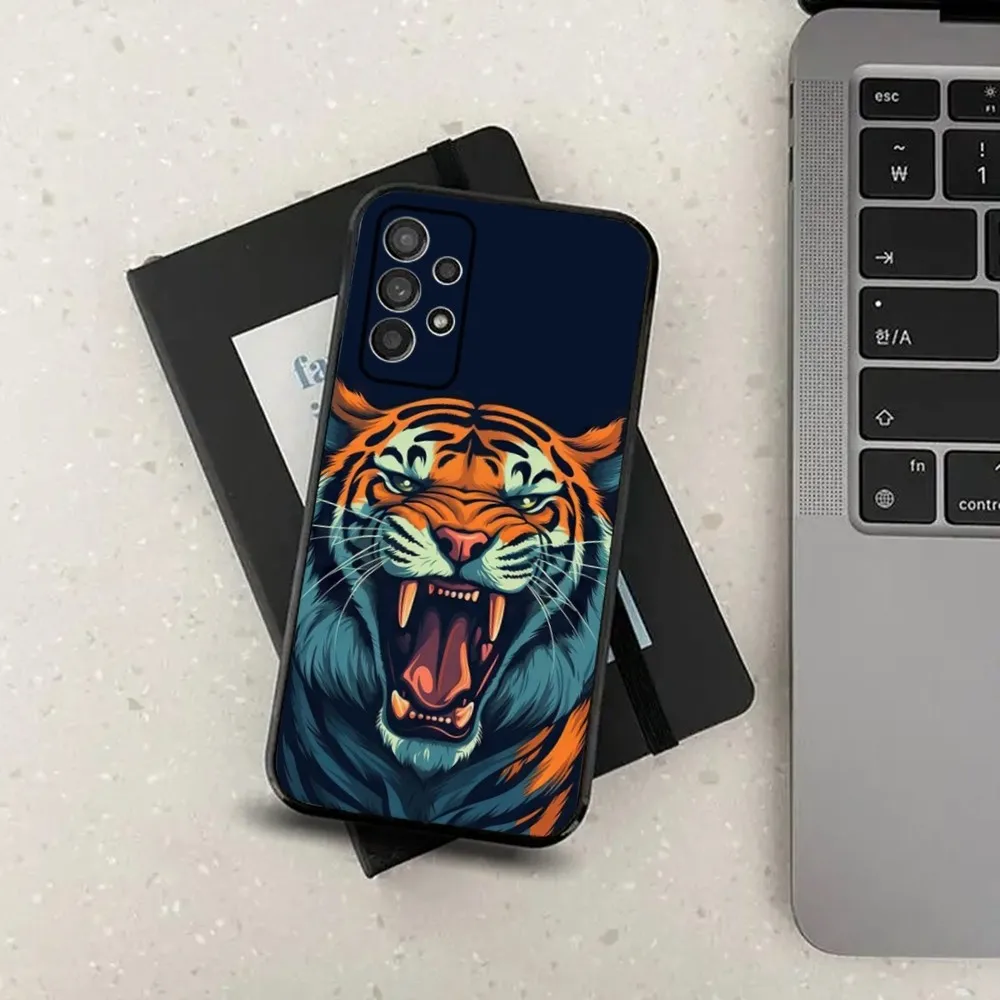 Animal Tiger Ferocious Beast Phone Case For Samsung Galaxy A13,A21s,A22,A31,A32,A52,A53,A71,A80,A91 Soft Black Cover