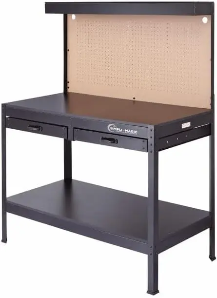 48-Inch Workbench with Power Outlets and Light, Large Capacity 500LBS Evenly Distributed