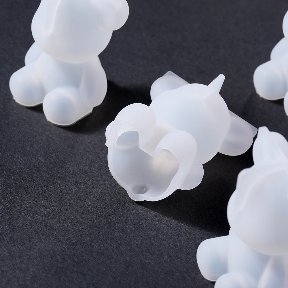 3D Bear Silicone Mold Faceted Rabbit Epoxy Resin Mould for DIY Keychain Pendant Epoxy Resin Crafts Bag Hanging Charms Decoration