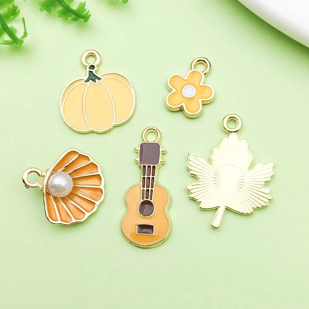 سبيكة زهرة سحر Diy ديزي قلادة Diy مجوهرات سحر الأصفر الأصفر عباد الشمس سحر للقلائد سلاسل المفاتيح أساور #5