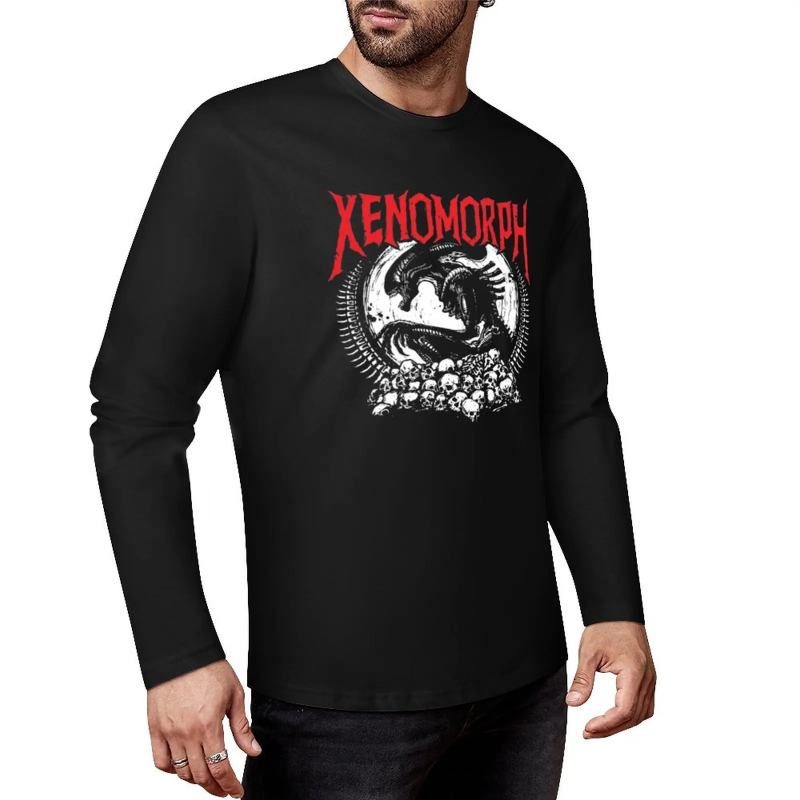 

Death Metal Xenomorph Long T-Shirt sports fan t-shirts graphic t shirt tops mens cotton t shirts