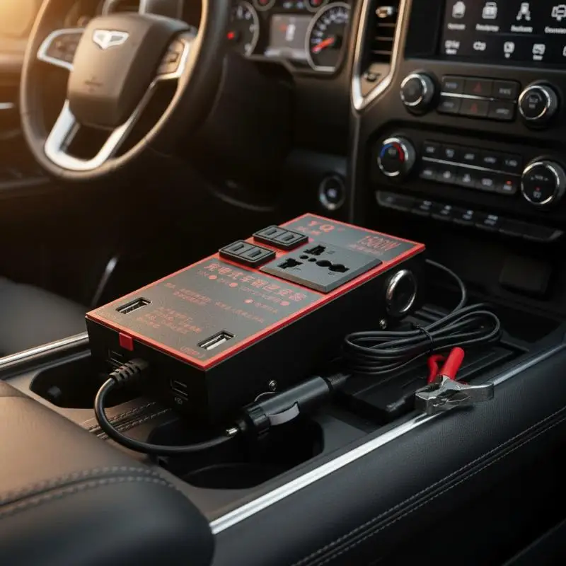 Car Inverter 12V 24V to 220V Multifunctional Portable 1PCS Car Power Converter for Outdoor Camping Road Trips