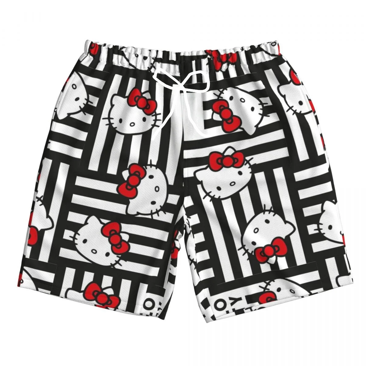 

Hello Kitty Cartoon Men's Swim Trunks Quick Dry Cute Bathing Suit Board Shorts Mesh Lining Beach Swimwear