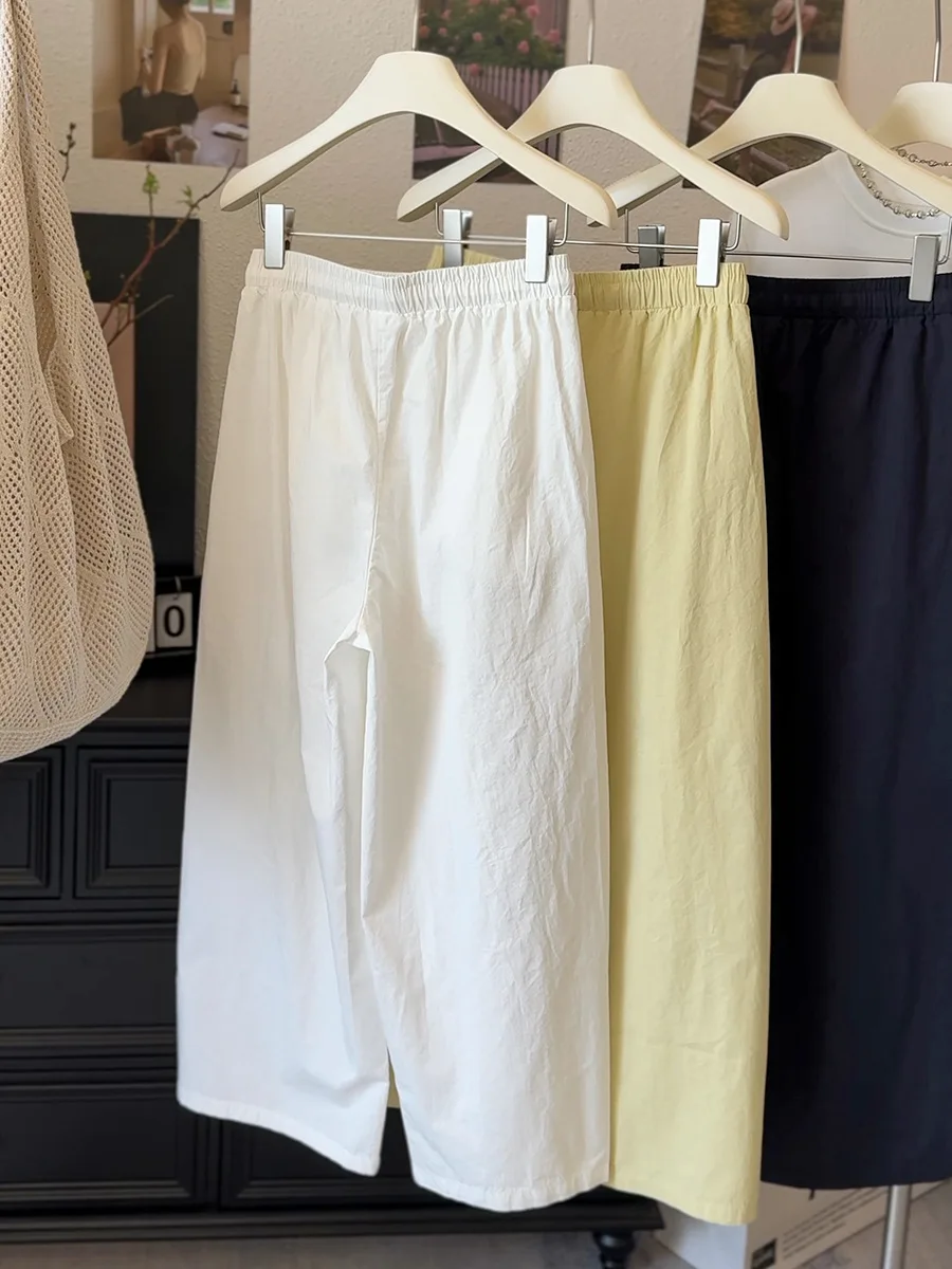 Wide-leg Pants Casual Nine-point Pants Summer Thin Washed Cotton Loose Pants