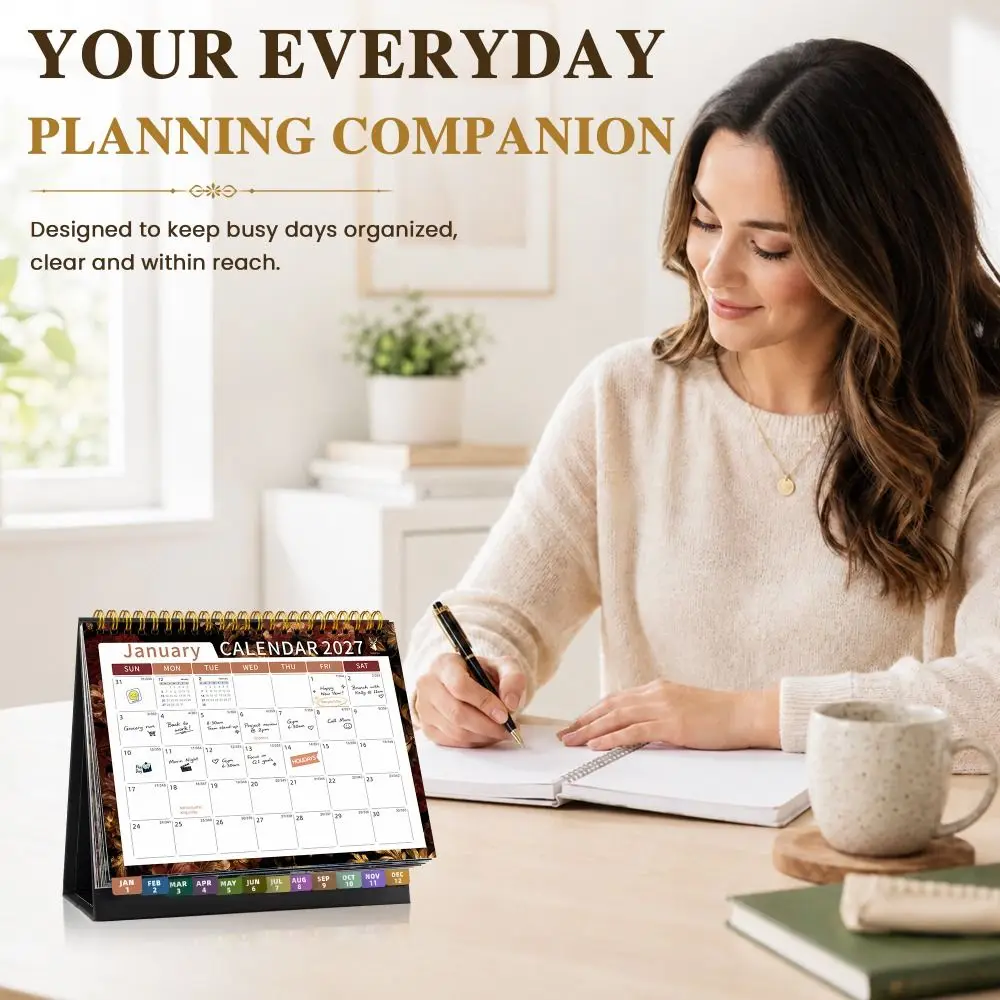 Wirebound Desk Calendar Multi-function Daily Planner Planner Scheduler Tear-Off Pages Notebook Desktop Paper Calendar