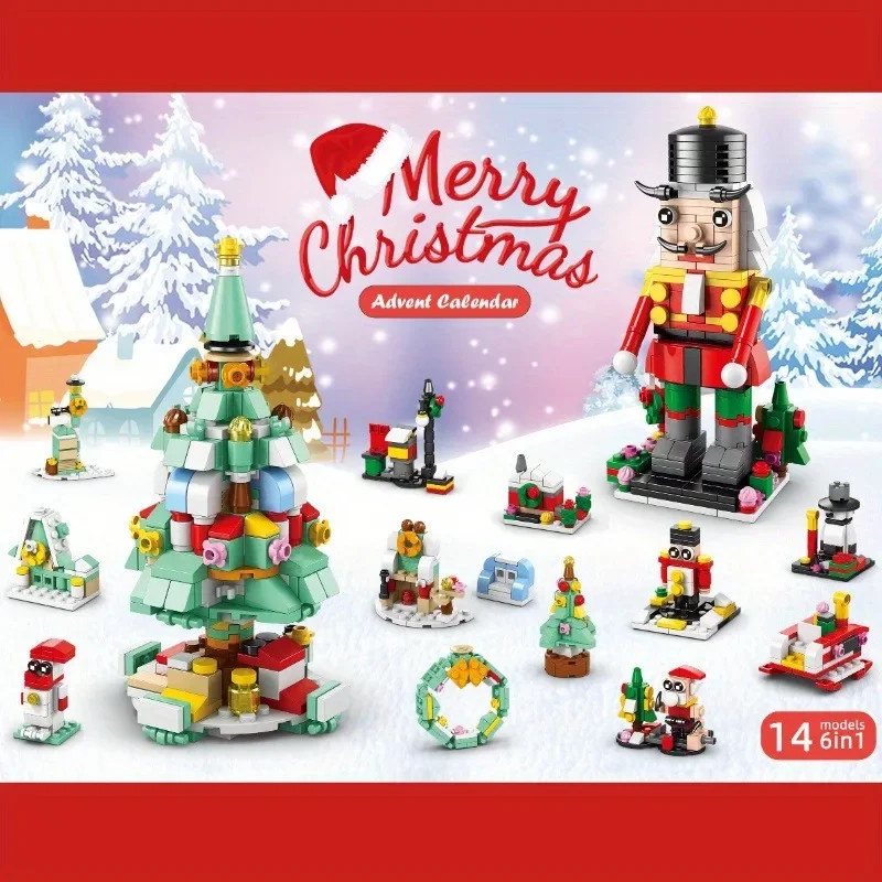 24 anni di natale building block toy blind box set natale calendario dell'avvento mattoni Kit di giocattoli educativi fai da te regalo per bambini adulti
