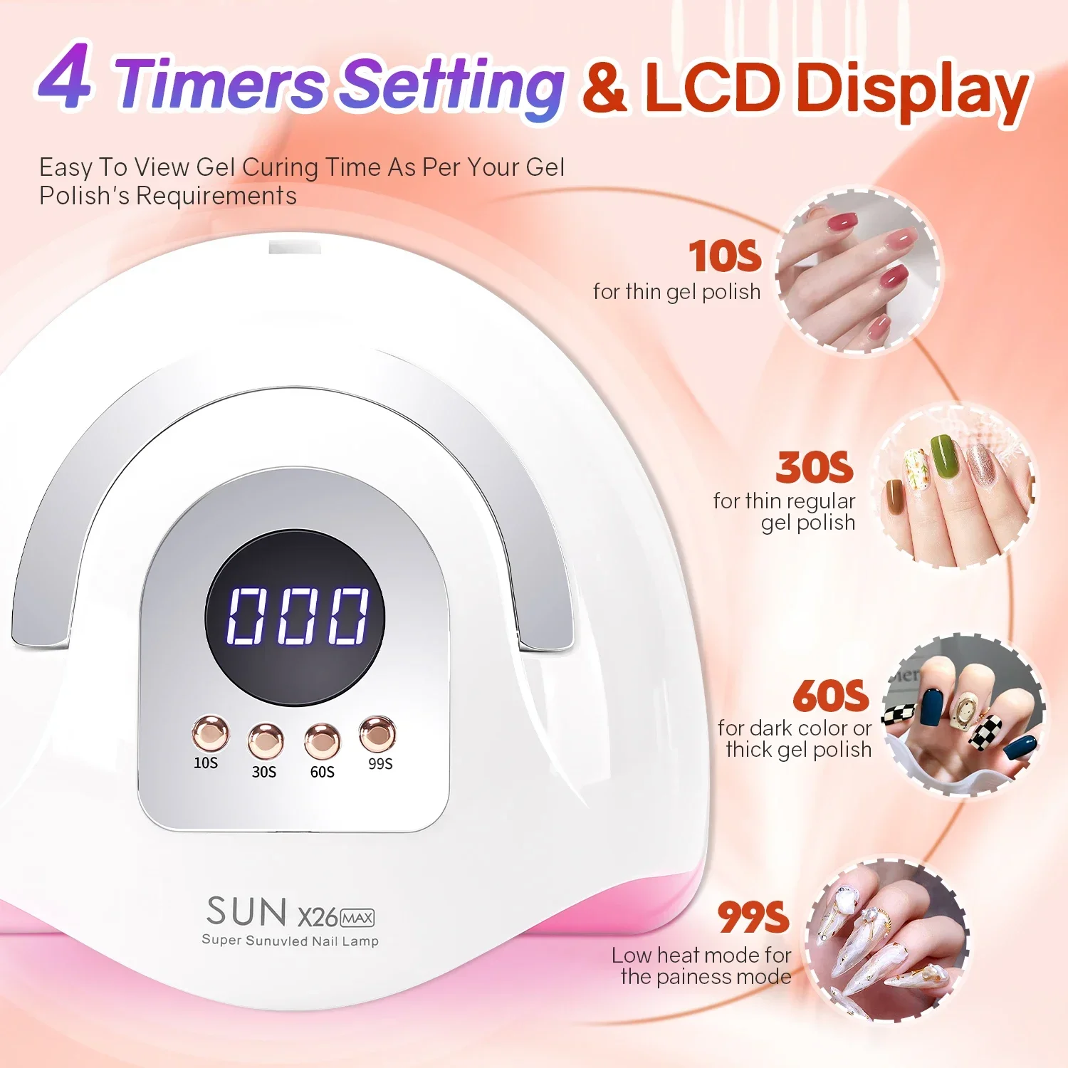 Lámpara LED UV de gran potencia de 380W para manicura, máquina secadora de Gel 81LEDS con pantalla táctil LCD grande, secador de uñas inteligente profesional