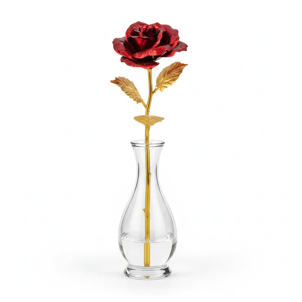 Safe Golden Foil Rose Flower Golden Foil Rose Flower Artificial Rose Flower Simulation Gold Foil Rose Pendant Festival Party