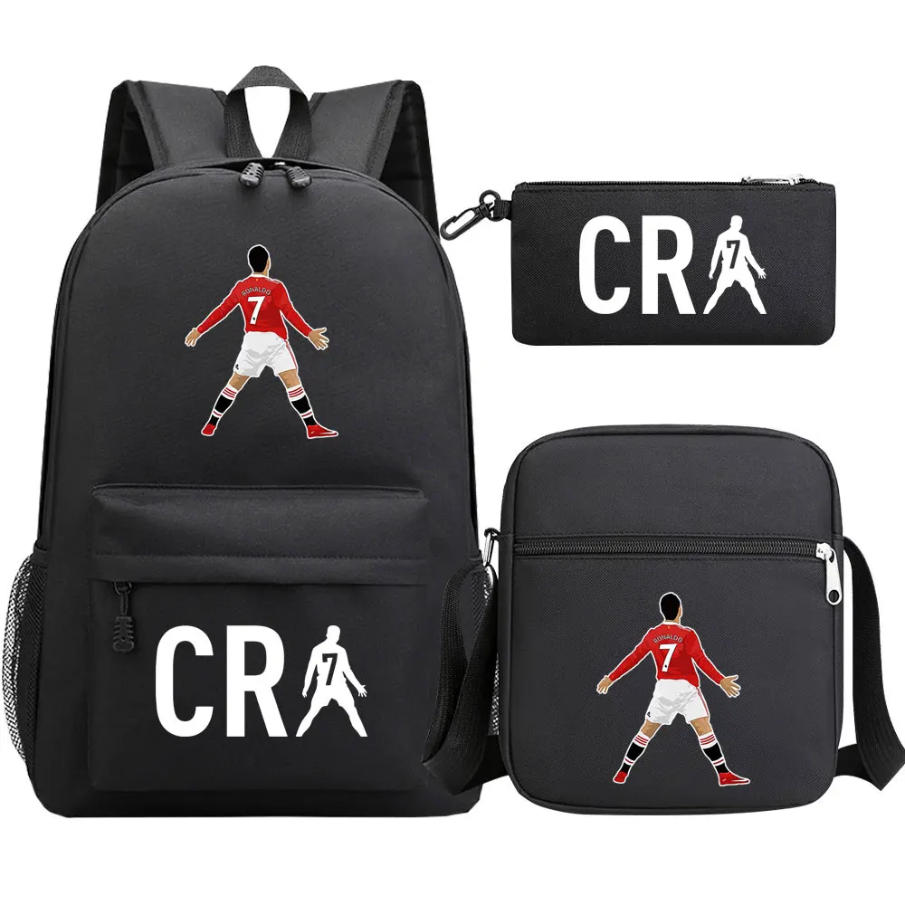 Football CR7 Backpack Teens Girls Boys Kawaii Student Waterproof Canvas School Bags 3pcs Laptop Stitch Mochilas Rucksacks