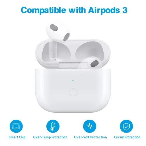Imagen 2 del producto Estuche de Carga Inalámbrica para Airpods 3/4, Estuche de Repuesto con Batería de 600 MAh para Guardar Airpods Pro 3, Accesorios para Auriculares QIC