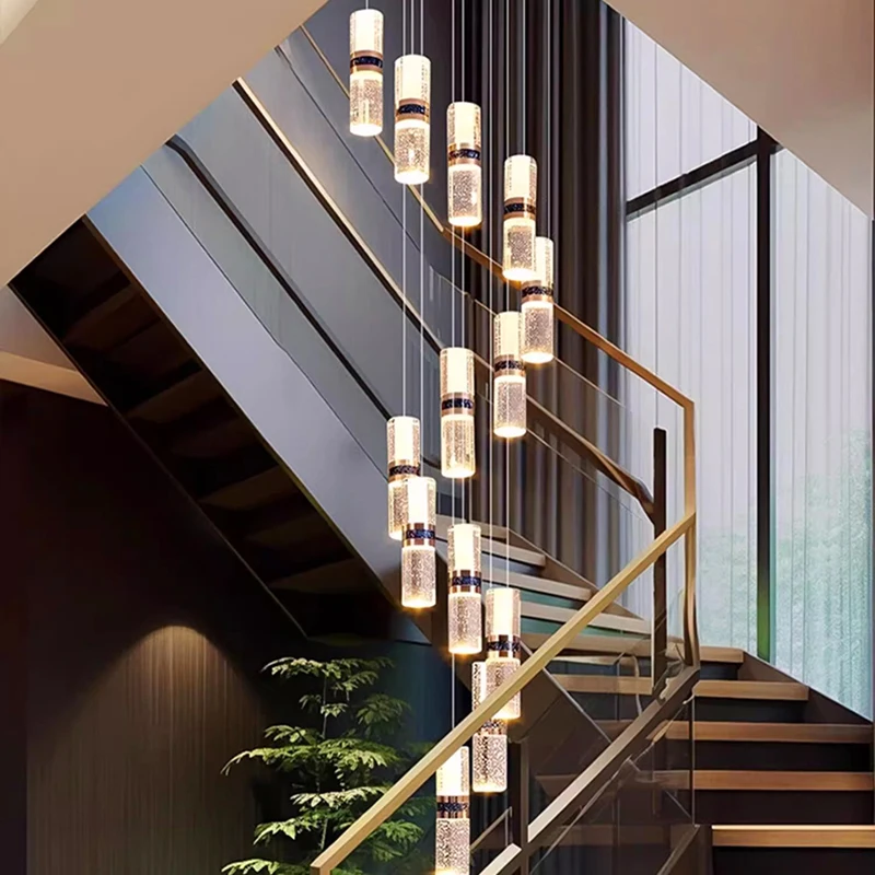 Imagem -02 - Modern Crystal Chandelier For Home Decoration Stair Pendant Lamp Living Room Pendant Lights Iluminação Interior