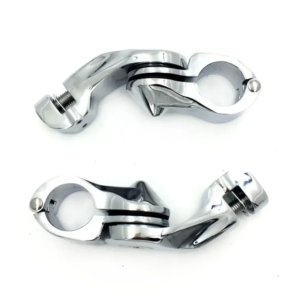

CHROMED 2.5" Short Angled Adjustable Highway Foot Peg Mount Kit For 1.25" Engine Guard (Harley Road King/ Street Glide/ Fat Boy)