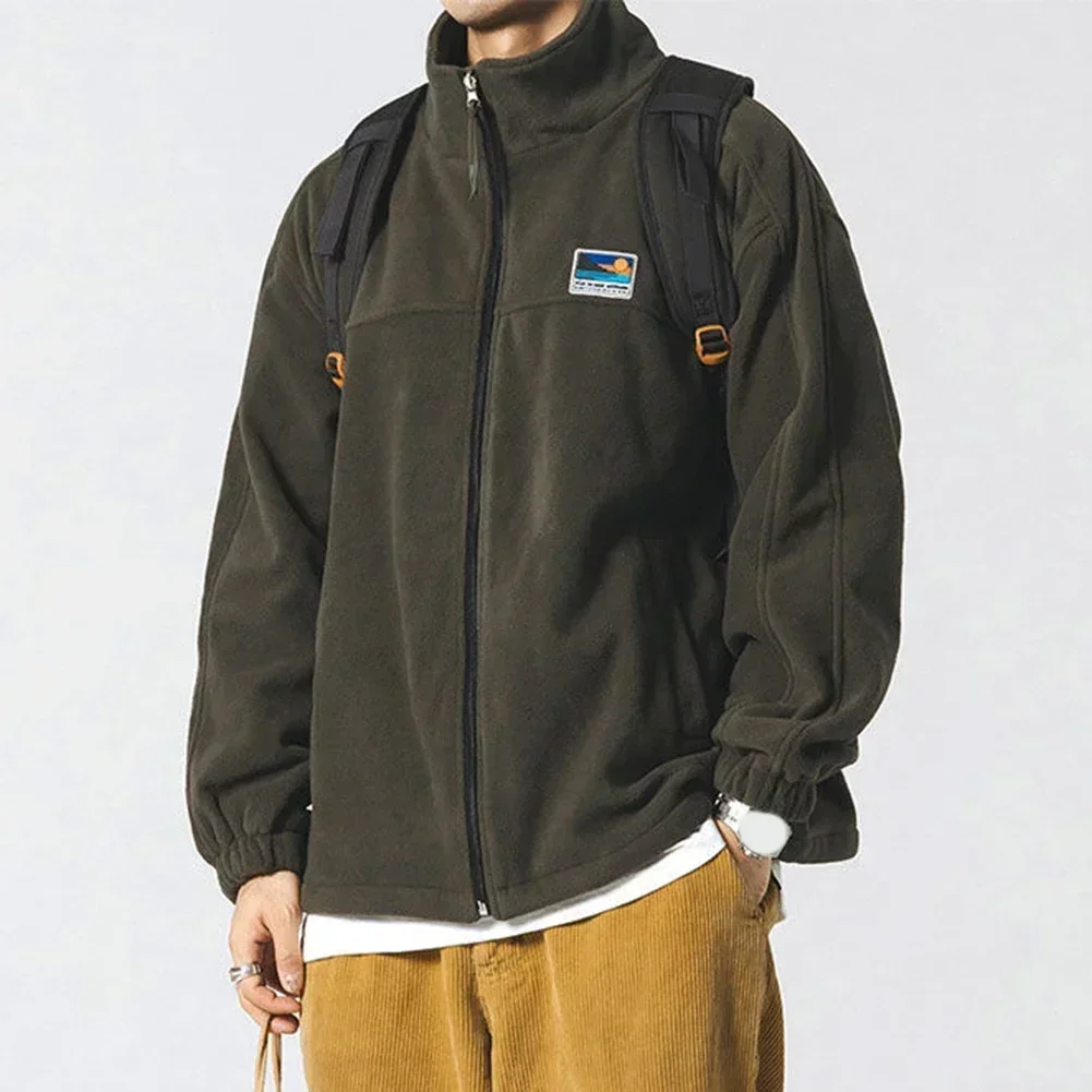 

Stylish Mens Coat Fleece Jacket with Stand Collar Perfect for Daily Use and Commuting Available in Three Colors