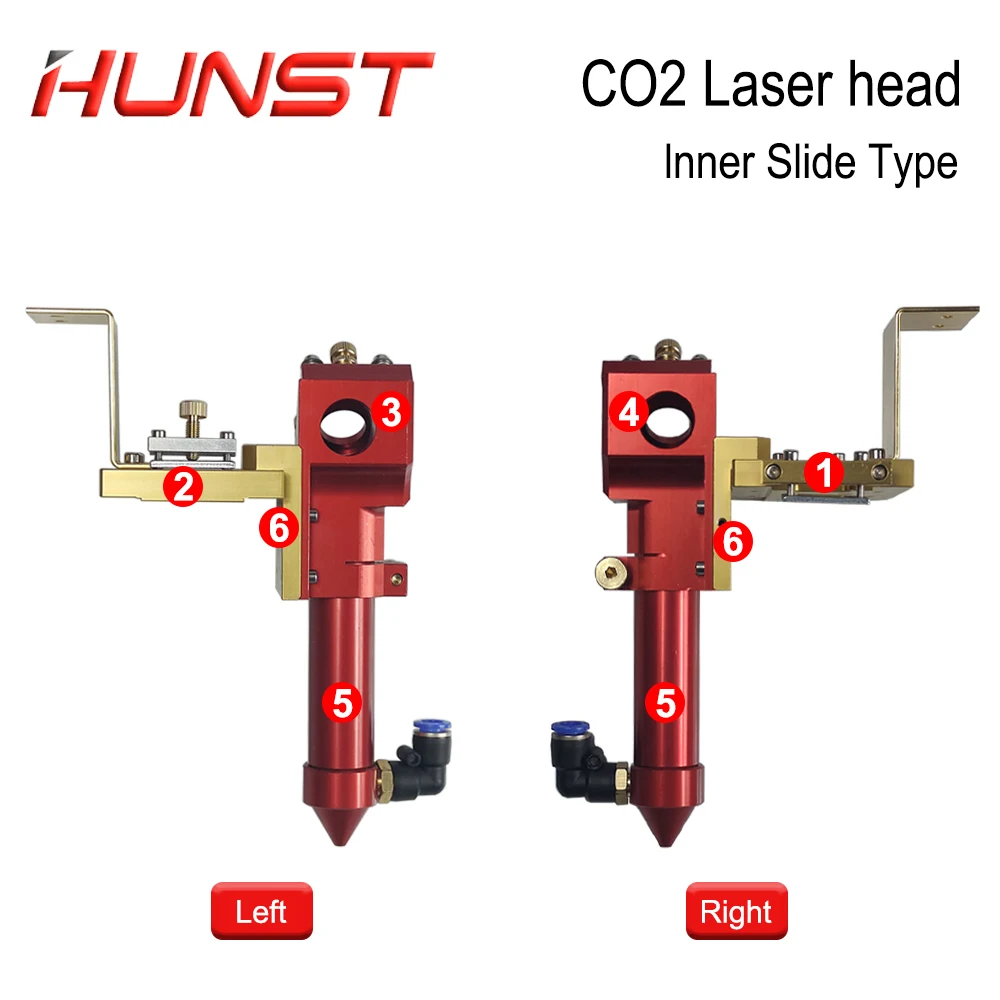 Hunst Inner Slide CO2 Laser Head with Nozzle for Inner Rail Laser Cutting Engraving Machine Spare Parts