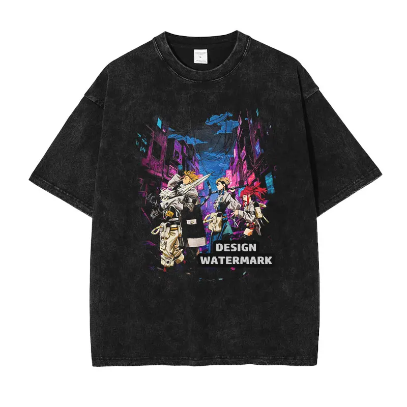 

Футболки с аниме Gachiakuta, винтажная потертая футболка Surebrec Rudo, футболка Manga Enjin, топы Riyou, футболки для мужчин, 100% хлопок