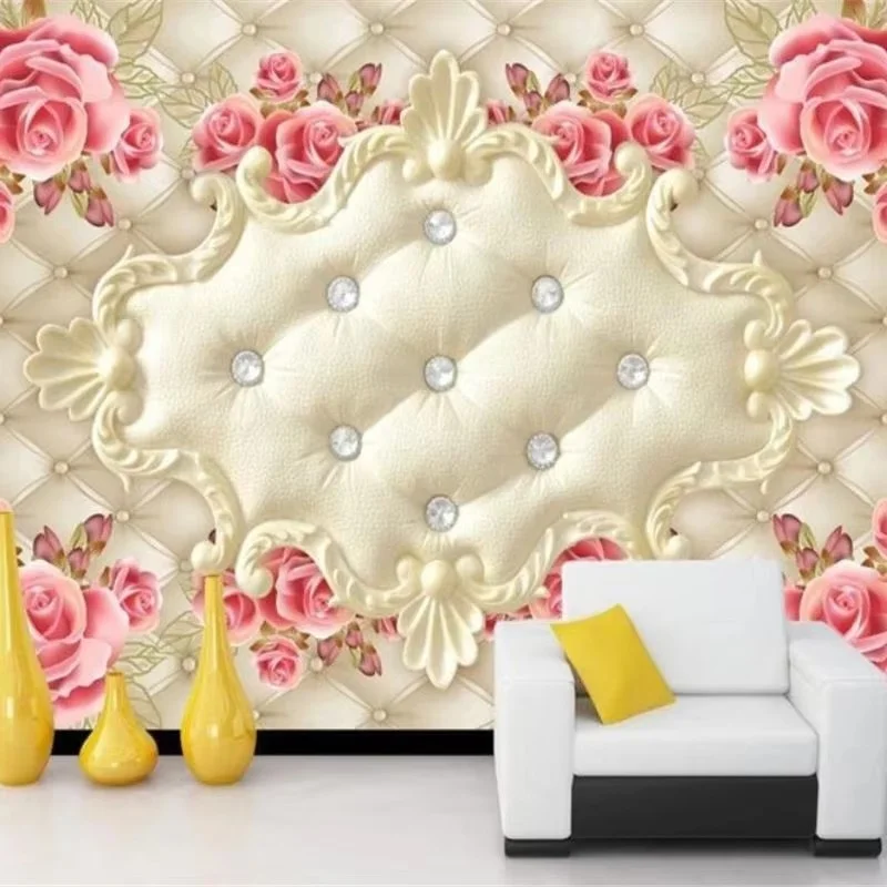 

Обои на заказ, 3d фреска, роскошная золотая роза, мягкая сумка, ювелирные изделия, гостиная, ТВ-фон, мягкая сумка, мраморная роза, обои, домашний декор