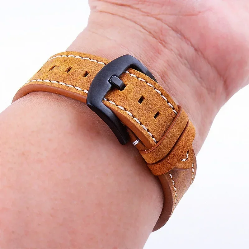 18mm 20mm 22mm 24mm Vintage Retro Leather Strap Quick Release For Huawei GT2 3WatchBand Men Women Universal Bracelet Accessories