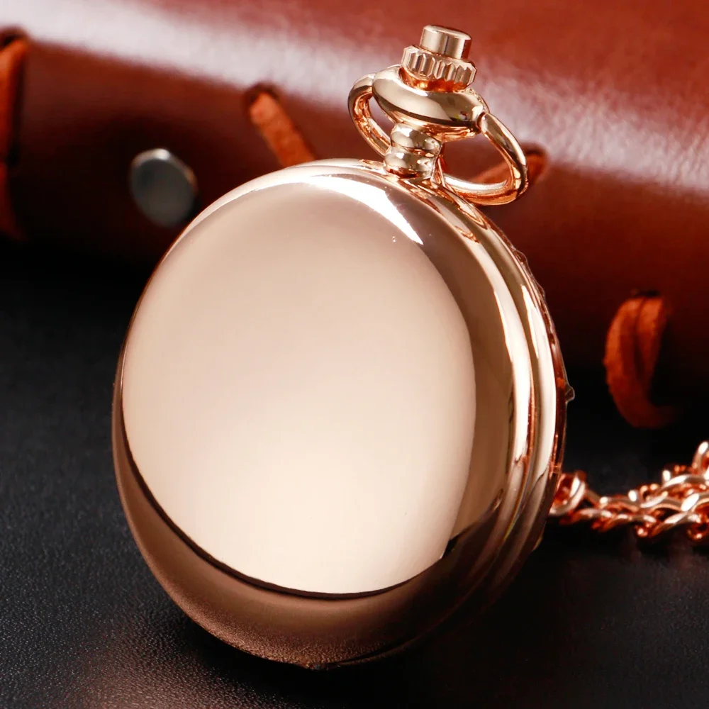 Casual Rose-Gold or Silver Quartz Pocket Watch on Chain – Unisex Necklace Accessory Gift for Women and Men