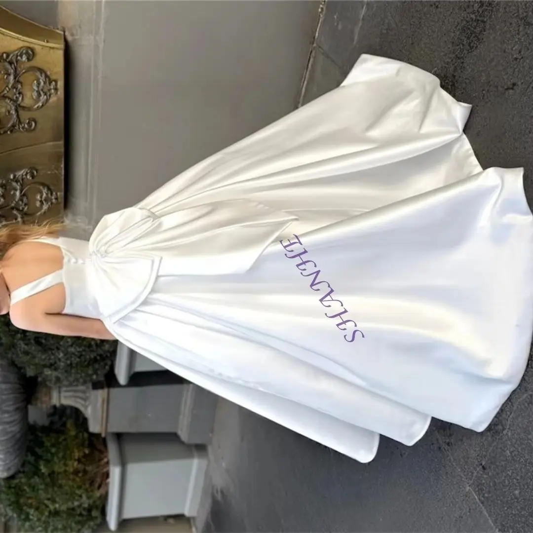 

Изящное розовое атласное пышное платье с большим бантом на тонких бретелях для детей: свадьба, день рождения, вечерние мероприятия, бальные платья, с возможностью индивидуального пошива