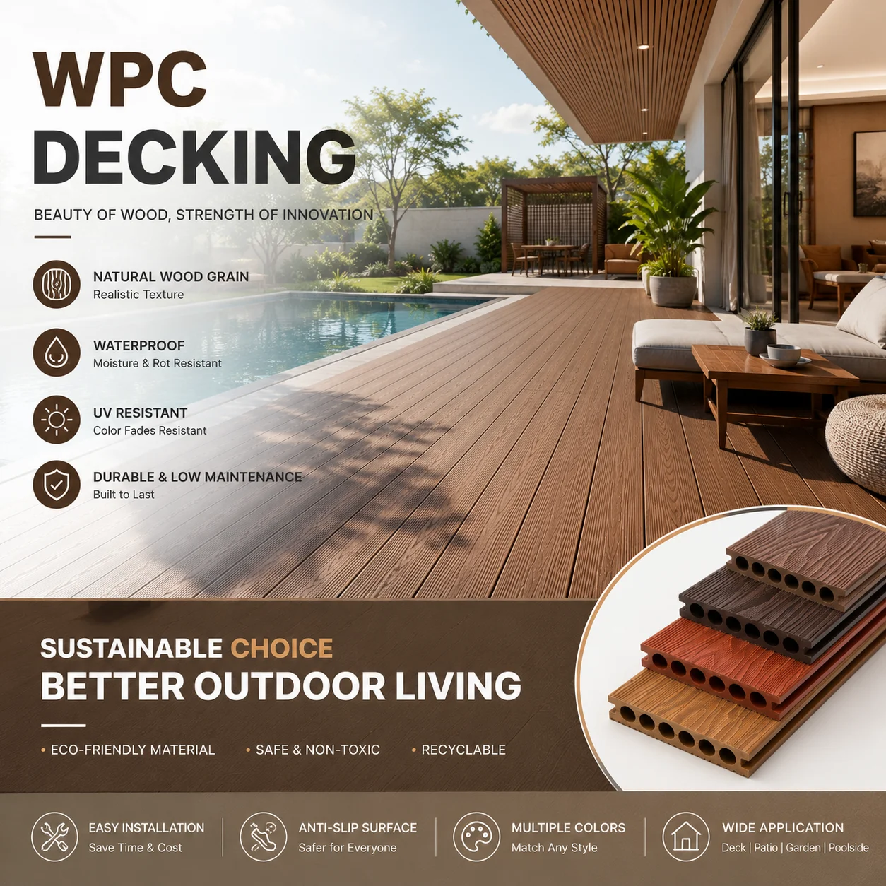 Outdoor Waterproof Composite Decking Material
