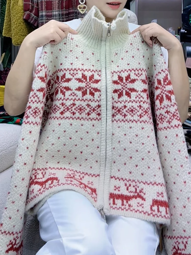 

Loose Fit Fashionable Knitwear Stand Collar Women's Style Comfortable Oversized Slimming Top for Autumn Season New Arrival