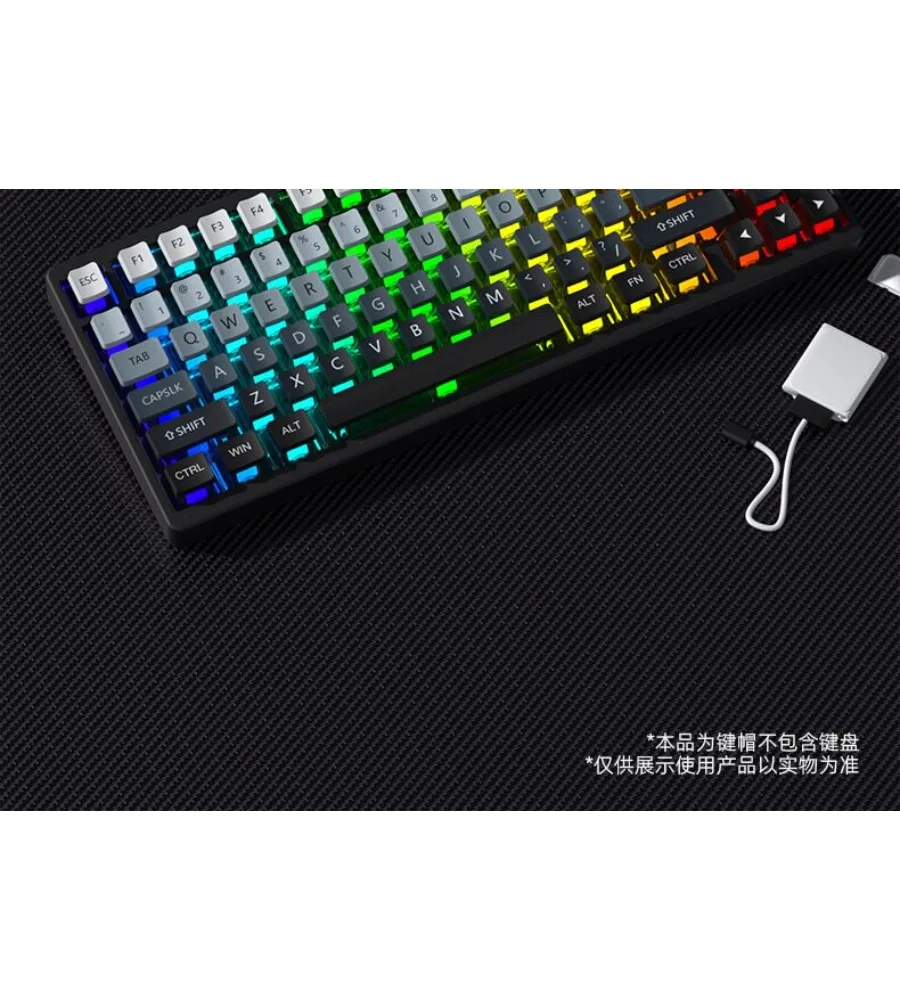 Polar day peach pink fog blue is engraving gradual change PBT transparent keycap high value personality adaptation mechanical