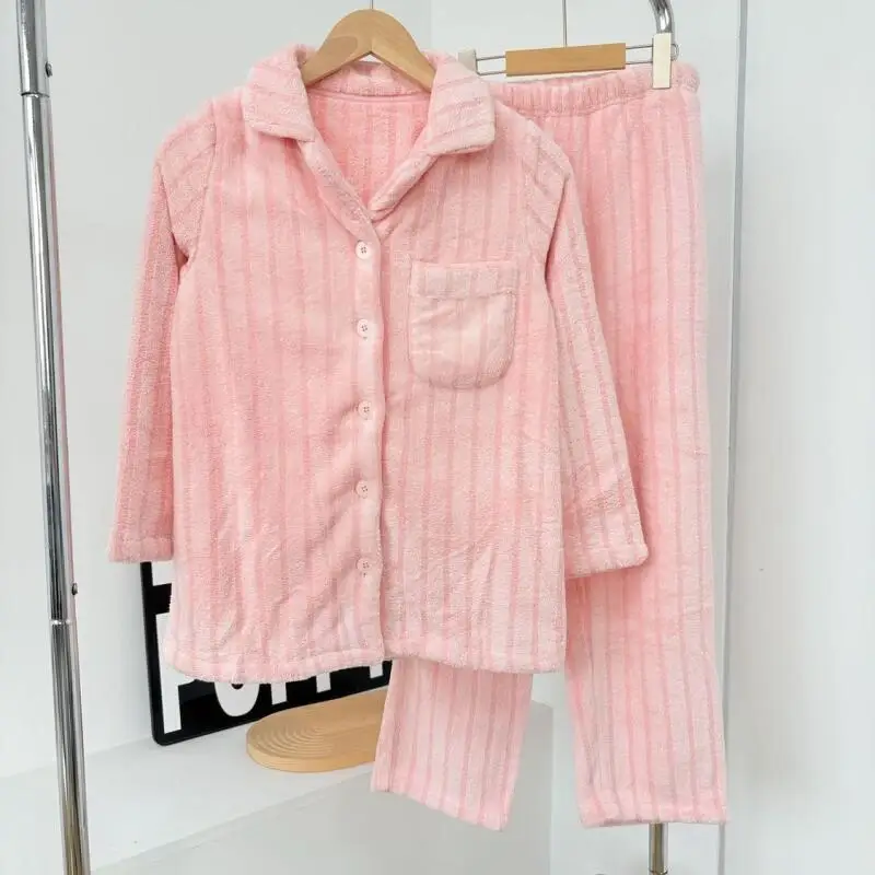 

Минималистичная домашняя одежда, зимний женский пижамный комплект, утепленная одежда для сна из кораллового флиса, которую можно носить в качестве верхней одежды, комплект ночного белья