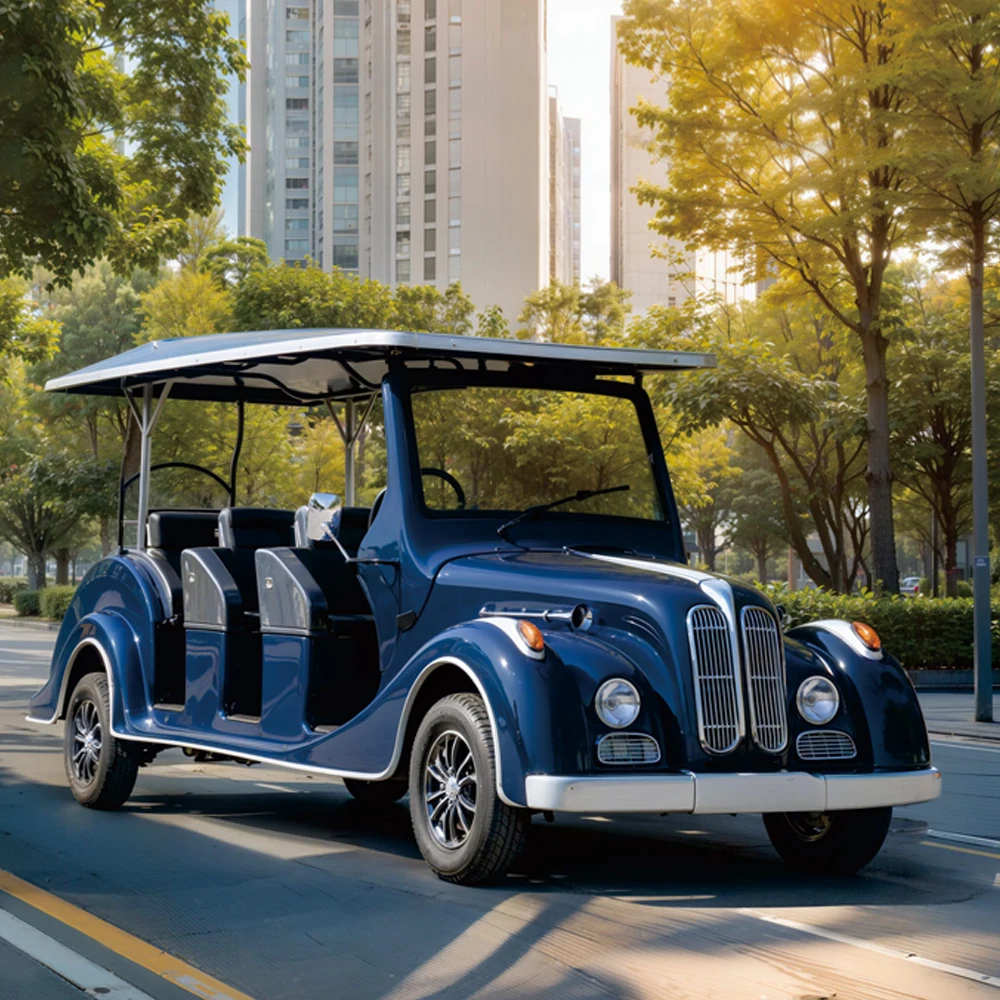 Retro-style 8-seat Sightseeing Vehicle with 72V/100A Lead-acid Battery  CE Certified  Customizable for Hotel Shuttle Services