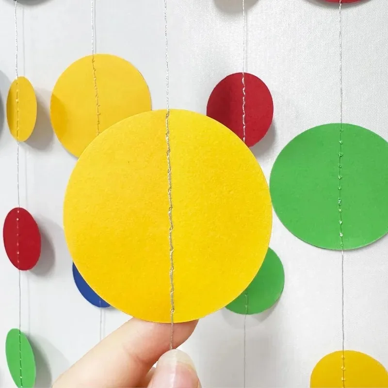 Carnival Circus Clown Fiesta Party Decoration Circle Dot Garland Red Blue Yellow Green Birthday Hanging Paper Polka Dot Streamer