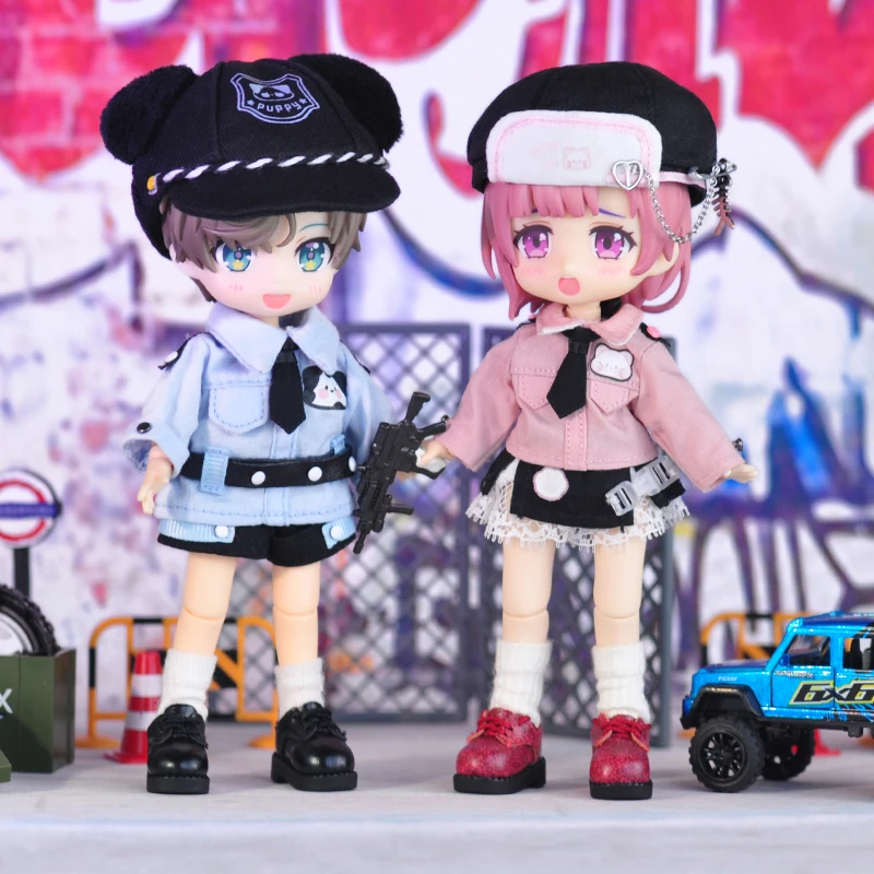 

Ob11 clothes Uniform Set shirt hat Tie and shorts with shoes for gsc body,p9 body, 1/12bjd ymy gsc Doll Clothes Accessories