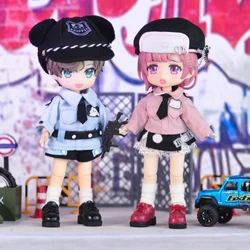 Ob11 의류 유니폼 세트 셔츠 모자 넥타이 및 반바지, gsc 바디, p9 바디, 1/12bjd ymy gsc 인형 의류 액세서리