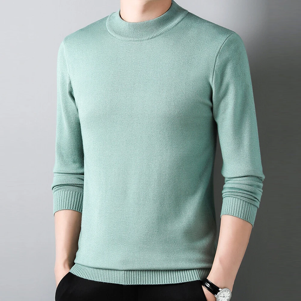 Sweater pria, Sweater setengah Turtleneck, kaus leher tempat tidur, pullover warna Solid musim gugur musim dingin