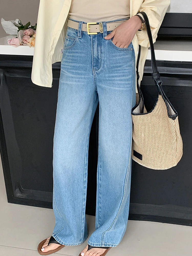 

Женская одежда, простые повседневные мешковатые джинсы, джинсовые прямые длинные брюки с высокой талией, элегантные женские широкие свободные брюки Mujer, корейские