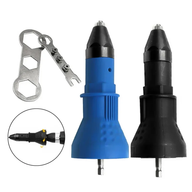 

Electric Riveter Nut Riveting Tool Cordless Riveting Drill Adaptor Insert Nut Tool with Wrench&Nuts 2.4- 4.8 mm