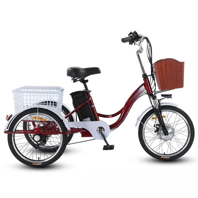 20-Inch 7-speed electric power tricycle adult pedal electric tricycle elderly electric vehicle
