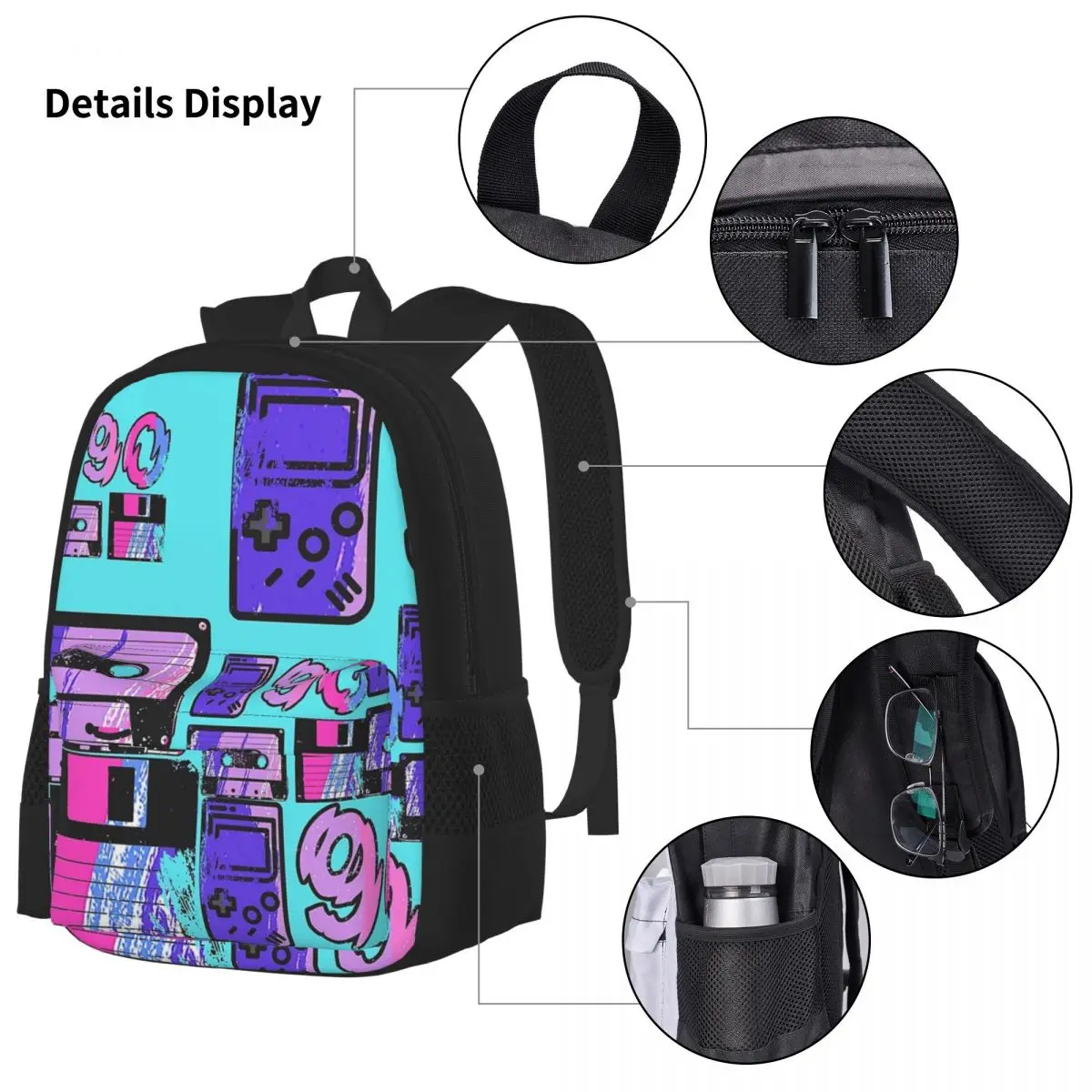 Zurück zu den 90er Jahren Rucksäcke Jungen Mädchen Bücher tasche Studenten Schult aschen Cartoon Kinder Rucksack Lunch Bag Stift Tasche dreiteiliges Set