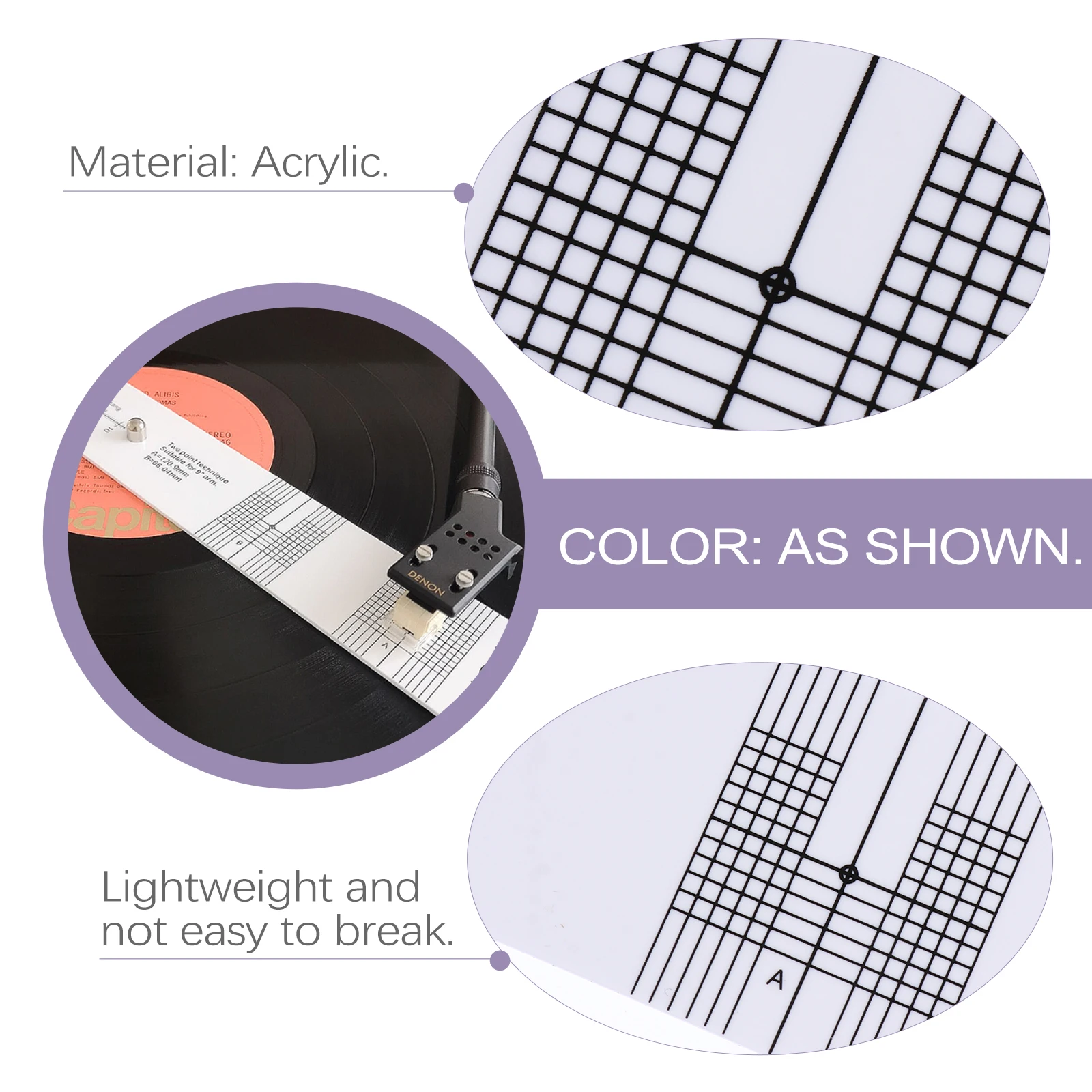 

1Set Vinyl Machine Adjustment Ruler Acrylic Lightweight Record Player Calibration Tool Measurement Device with Magnifier