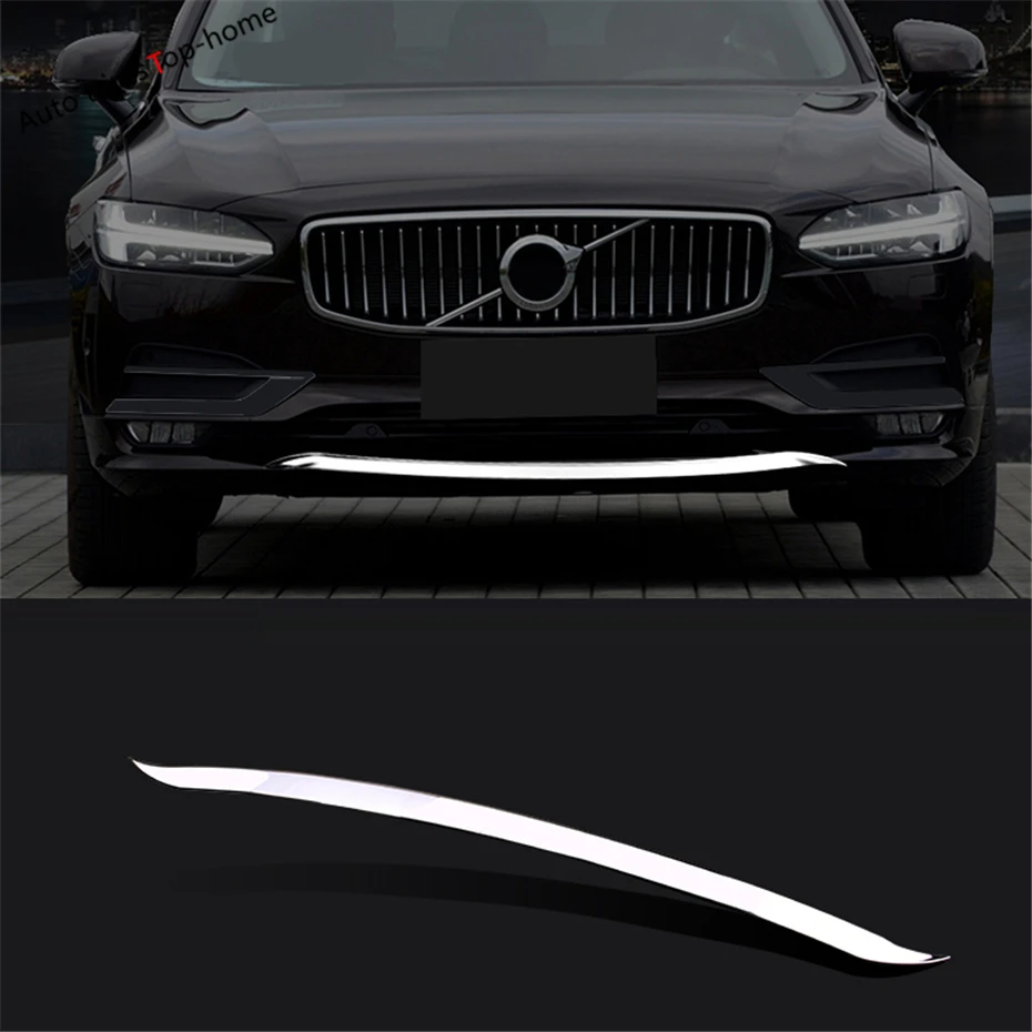 Stainless Steel Front Bottom Bumper Grille Grill Vent Decoration Strips Cover Trim Fit For VOLVO S90 2017 2018 2019 Accessories