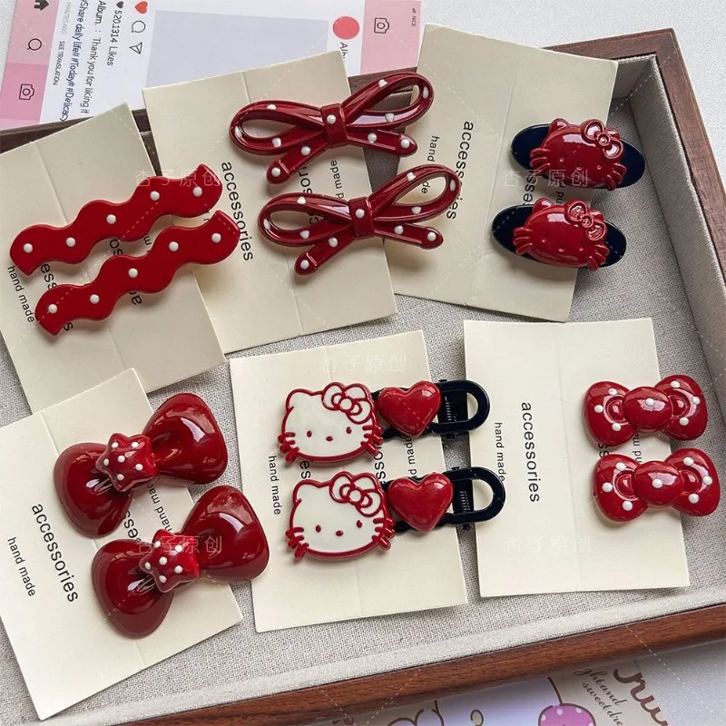 

New Hello Kitty Anime Kawaii Sanrio Ins Fashion Headwear Decoration Cute Cartoon Baby Pendant Hairclip Gifts for Girls