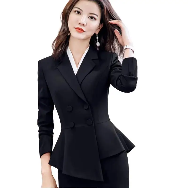 2023 Spring Summer Formal Ladies Double Breaste Blazer And Pants Suits Office Uniform 2XL Size Pants Jacket Business Work Wear