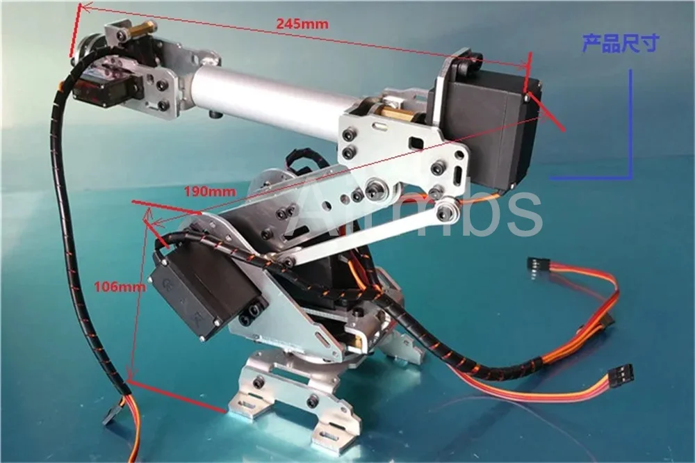 Aluminum 6 DOF Robot Arm with MG996r Servomotor Manipulator Mechanical Arm for Arduino DIY Robotics Toy Starter Kit
